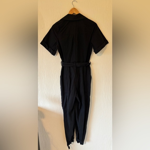 Zara Black Poplin Cargo Boiler Utility Suit Jumpsuit - Picture 9 of 16